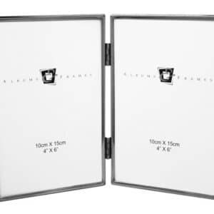 DOUBLE PHOTO FRAME SILVER - IRON NICKEL PLATED 4 X 6" / 10 X 15CM