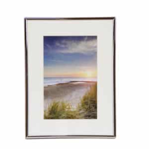 PHOTO FRAME SILVER - IRON NICKEL PLATED 6 X 8" WITH MAT BOARD