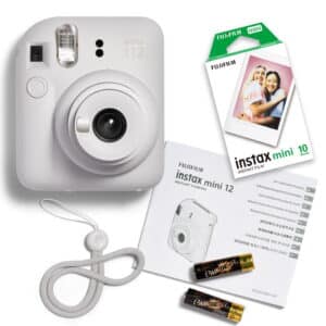 Fujifilm Instax Mini 12 Instant Film Camera Combo with 2 Films (Clay White)